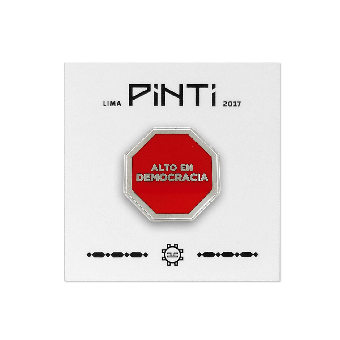 PIN OCTOGONO DEMOCRACIA ROJO