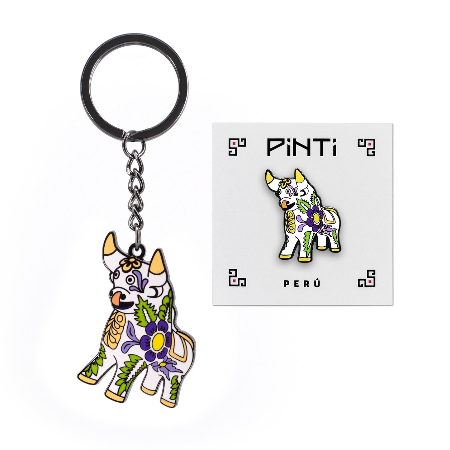 PACK PIN + LLAVERO TORITO BLANCO
