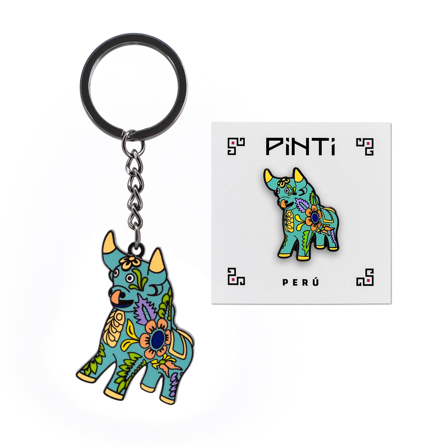 PACK PIN + LLAVERO TORITO CELESTE